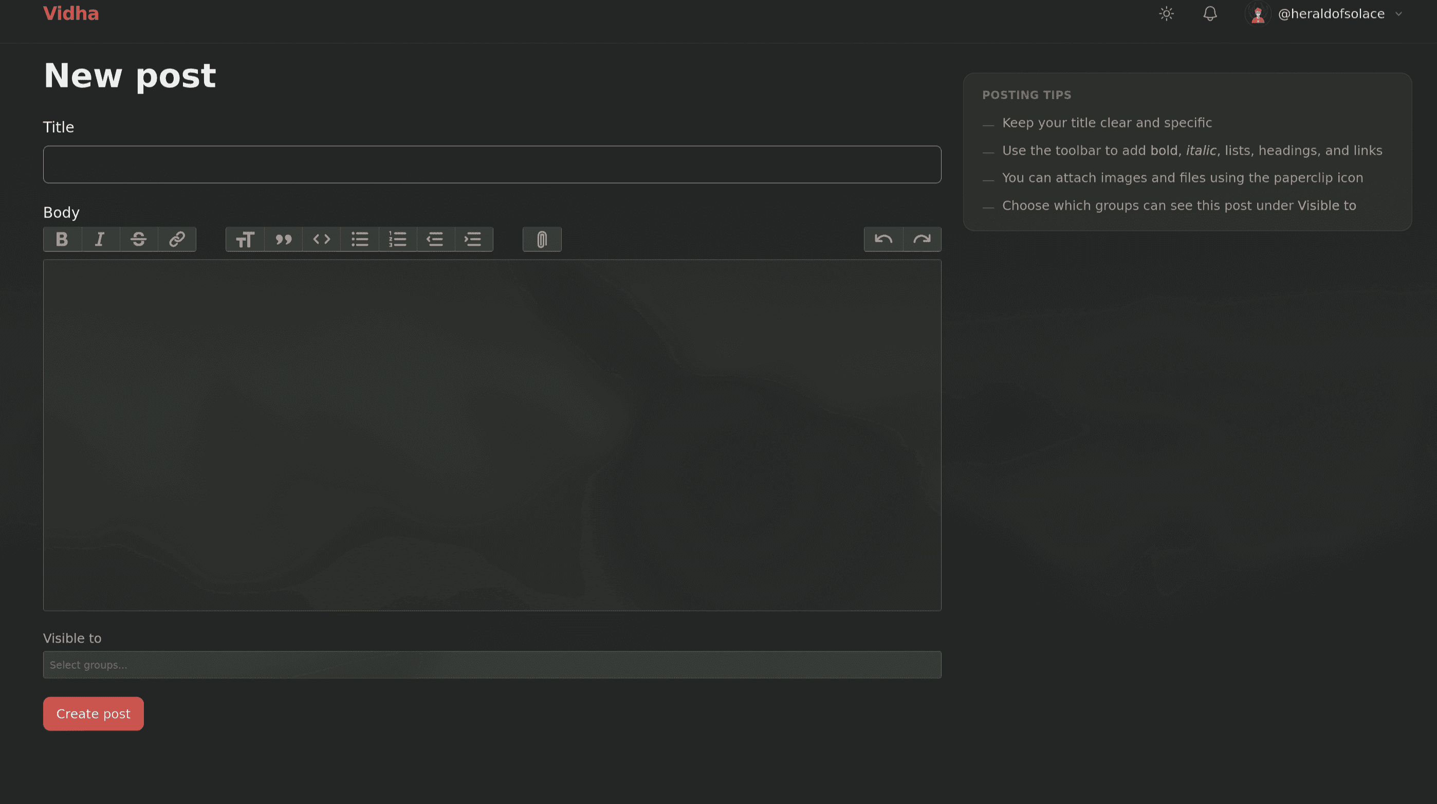 Post interface